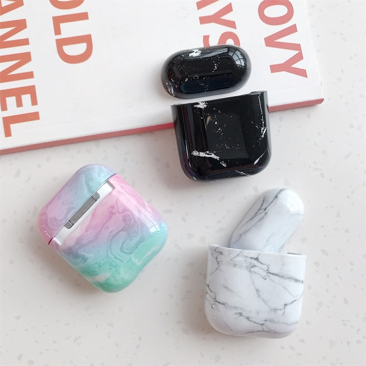 適用於蘋果 AirPods 1/2代通用 大理石圖案 無線藍牙耳機充電盒保護套