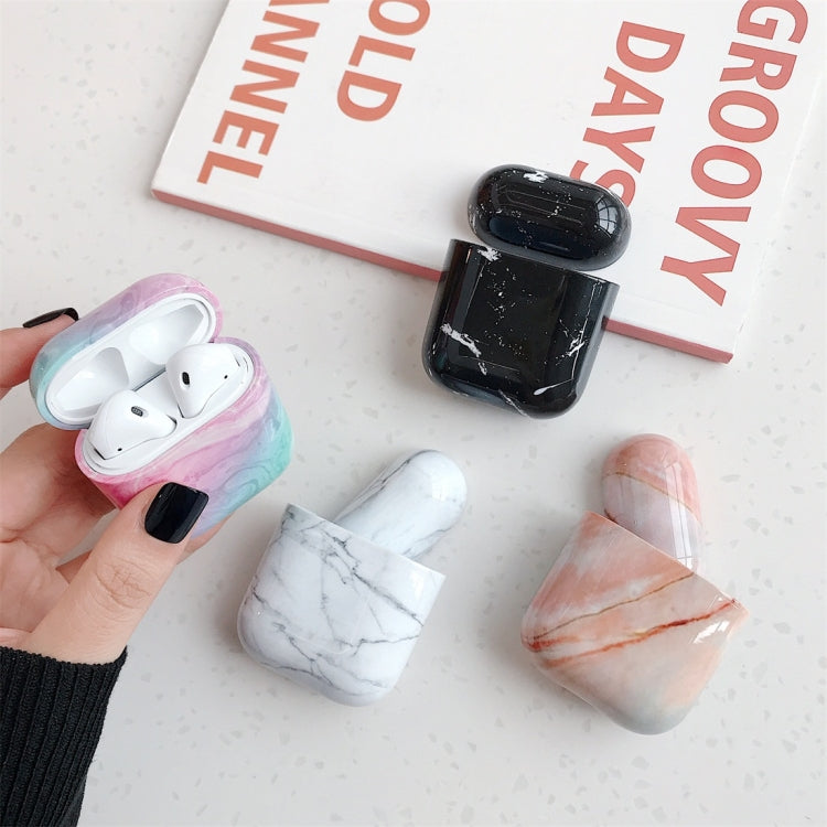 適用於蘋果 AirPods 1/2代通用 大理石圖案 無線藍牙耳機充電盒保護套