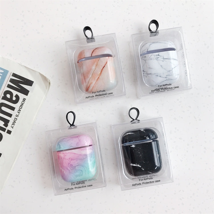 適用於蘋果 AirPods 1/2代通用 大理石圖案 無線藍牙耳機充電盒保護套