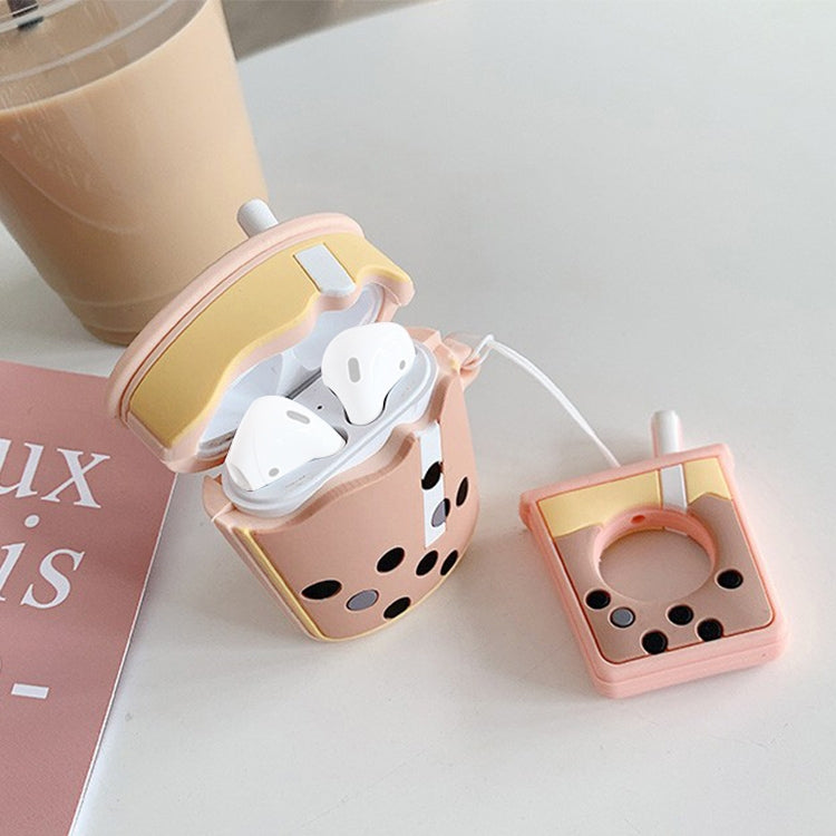 適用於蘋果 AirPods 1 / 2代 無線藍牙耳機珍珠奶茶防摔保護套