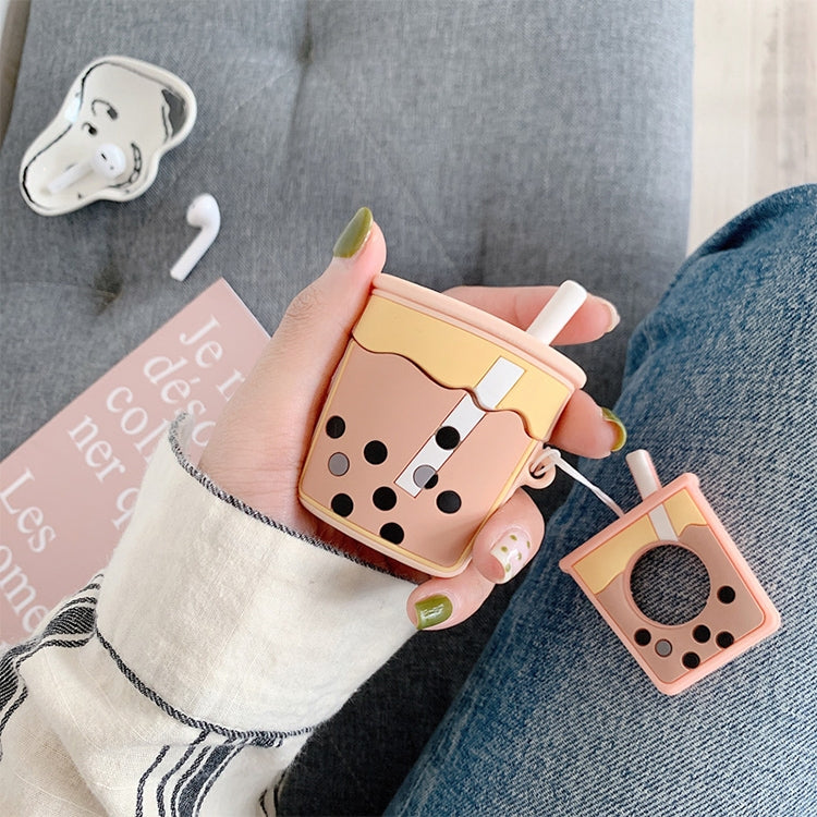 適用於蘋果 AirPods 1 / 2代 無線藍牙耳機珍珠奶茶防摔保護套