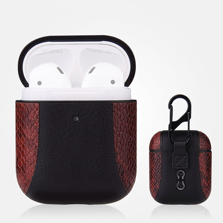 拼色款翻蓋式皮質耳機保護套 適用於蘋果 AirPods1 / 2代通用