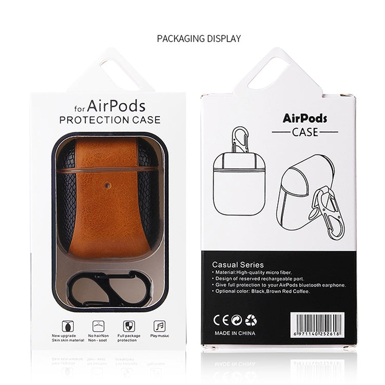 拼色款翻蓋式皮質耳機保護套 適用於蘋果 AirPods1 / 2代通用
