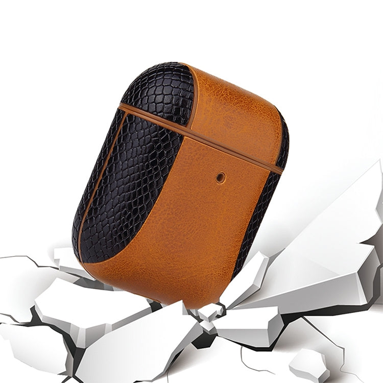 拼色款翻蓋式皮質耳機保護套 適用於蘋果 AirPods1 / 2代通用