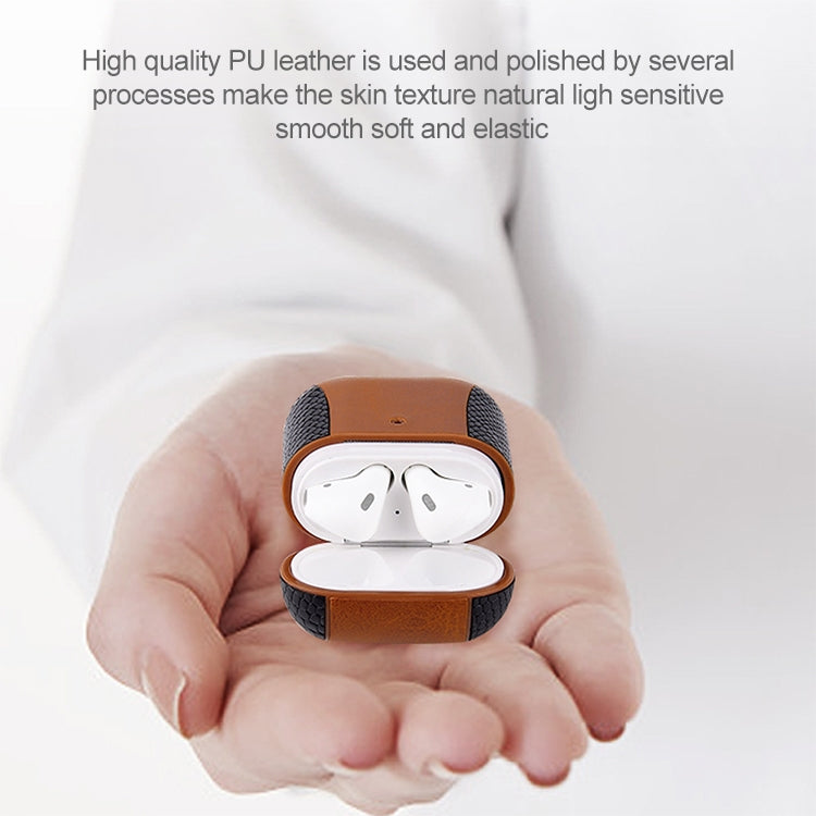 拼色款翻蓋式皮質耳機保護套 適用於蘋果 AirPods1 / 2代通用