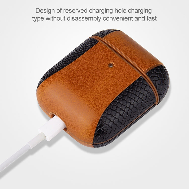 拼色款翻蓋式皮質耳機保護套 適用於蘋果 AirPods1 / 2代通用