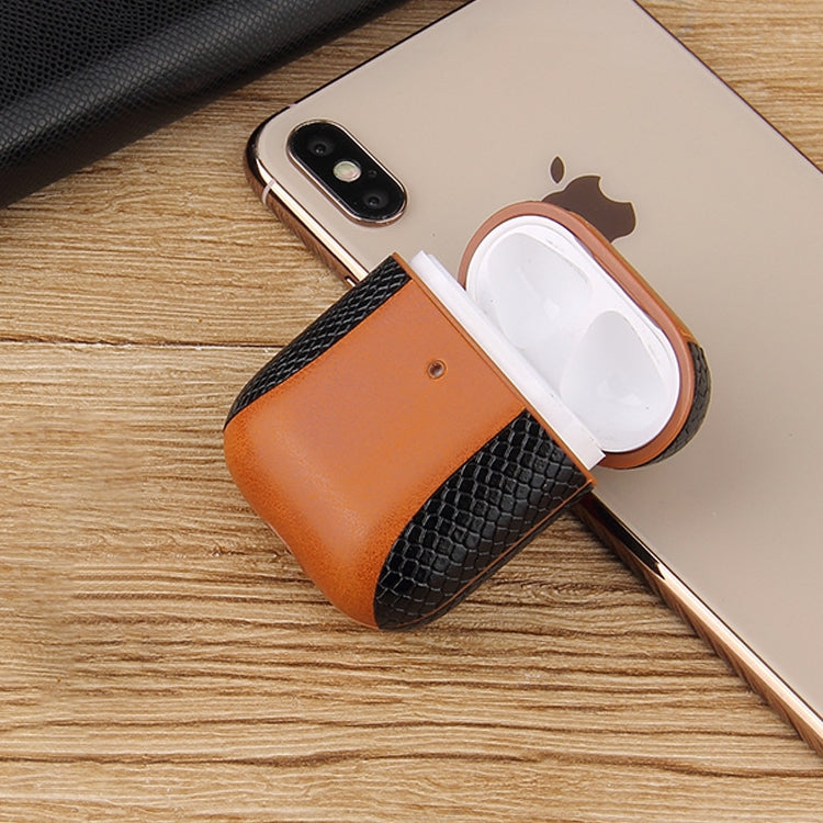 拼色款翻蓋式皮質耳機保護套 適用於蘋果 AirPods1 / 2代通用