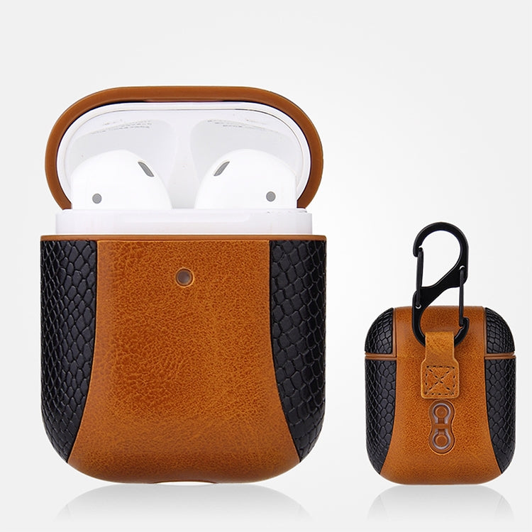 拼色款翻蓋式皮質耳機保護套 適用於蘋果 AirPods1 / 2代通用