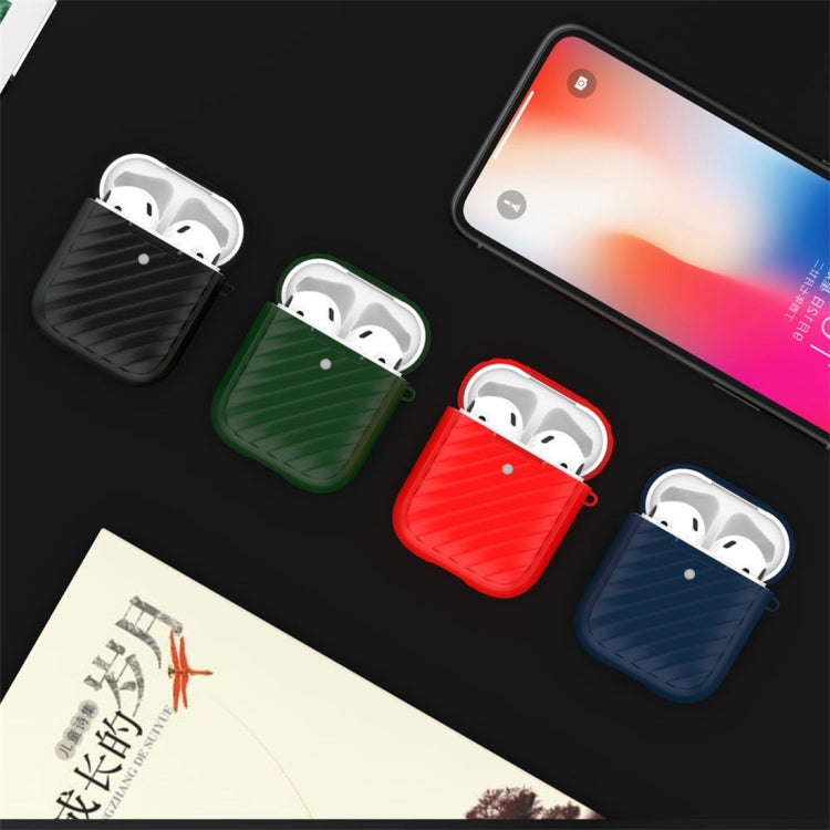 適用於Apple Airpods 1/2代通用 波浪紋TPU耳機保護套 不含耳機