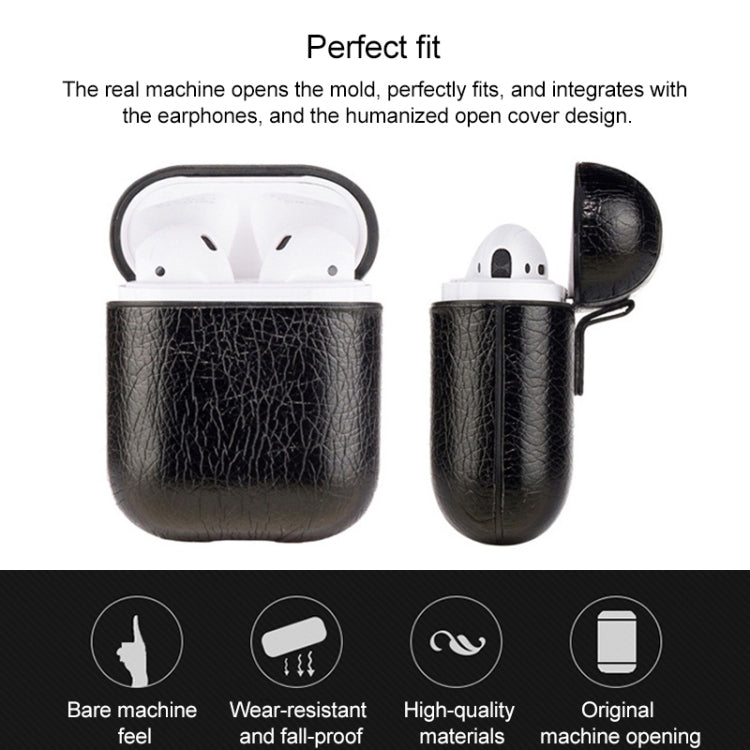 適用於蘋果 AirPods 1 / 2代通用 無線藍牙耳機荔枝紋硅膠防摔保護套