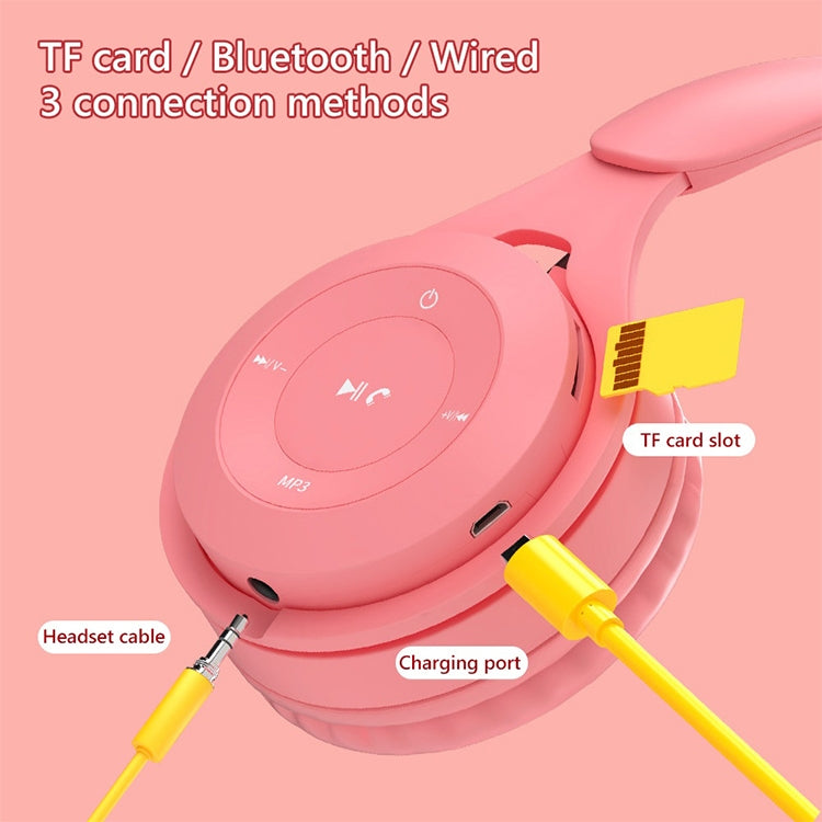 Y08 Hifi音質馬卡龍頭戴式藍牙耳機，支持通話&TF卡&3.5mm AUX