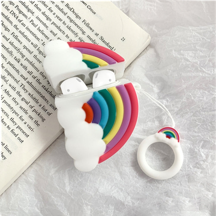 適用於蘋果 AirPods 1/2代 無線藍牙耳機七彩彩虹硅膠防摔保護套