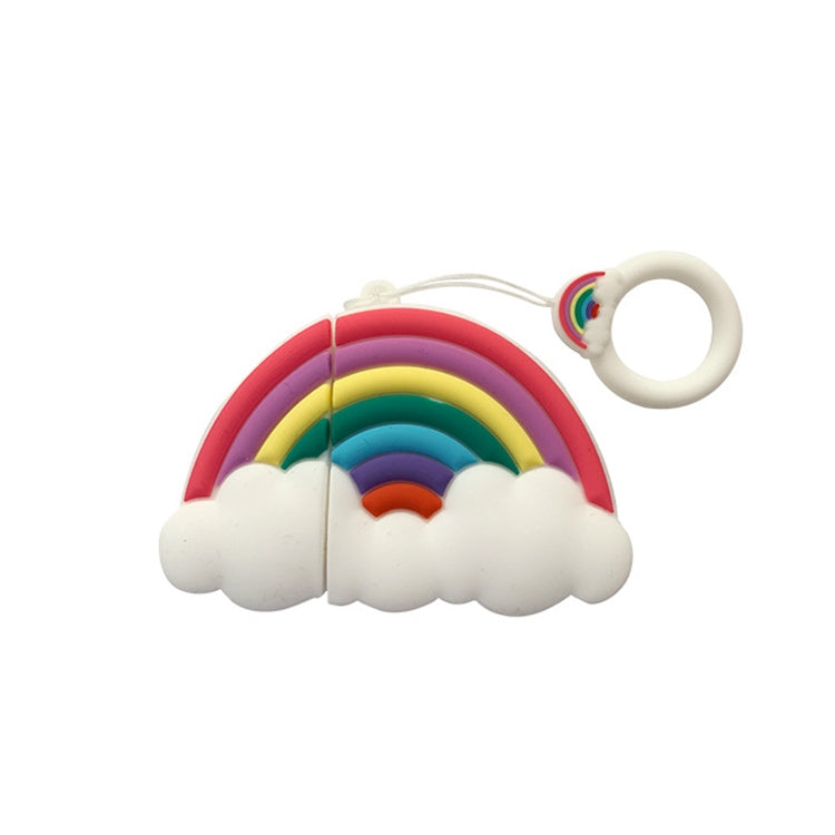適用於蘋果 AirPods 1/2代 無線藍牙耳機七彩彩虹硅膠防摔保護套