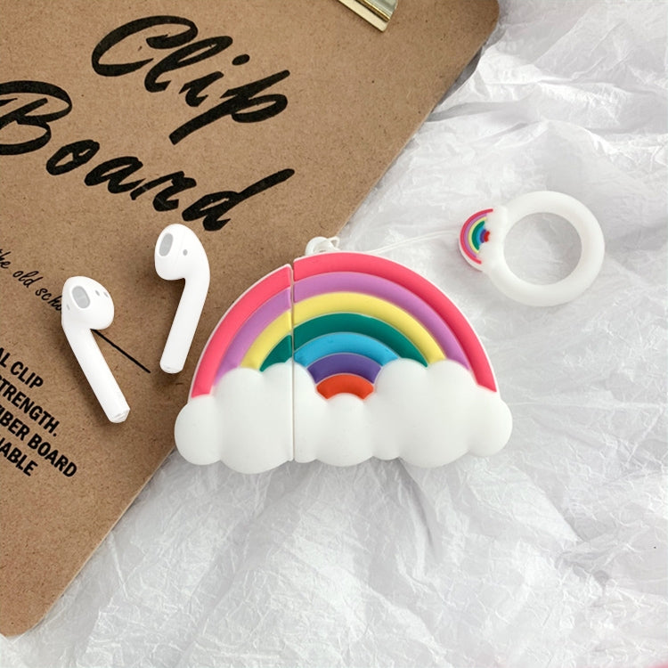 適用於蘋果 AirPods 1/2代 無線藍牙耳機七彩彩虹硅膠防摔保護套