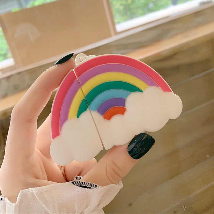 適用於蘋果 AirPods 1/2代 無線藍牙耳機七彩彩虹硅膠防摔保護套