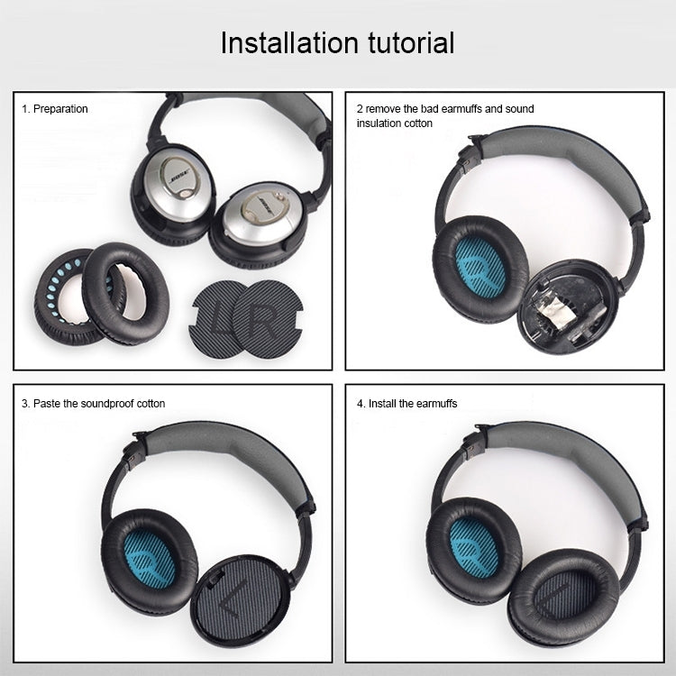 1對賣 柔軟耳機套耳罩 配黑色隔音棉 適用於BOSE QC2 / QC15 / AE2 / QC25