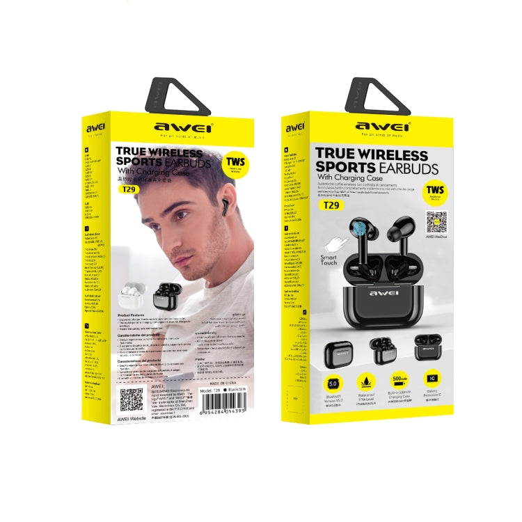 awei T29 藍牙V5.0 TWS運動藍牙耳機 帶充電倉