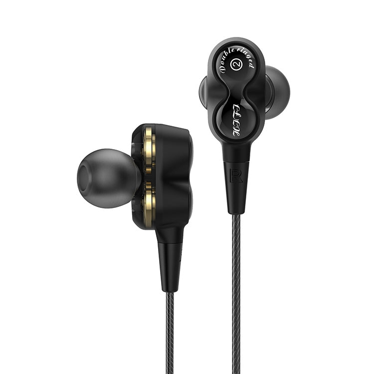 D12 1.2m入耳式線控 3.5mm HIFI耳機 雙動圈跑步遊戲音樂耳機 帶包裝