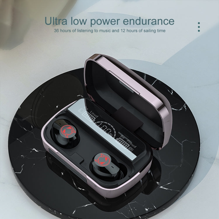 M23 小惡魔圖案智能降噪觸控藍牙耳機帶三屏電量显示屏&鏡面充電盒，支持高清通話&Siri