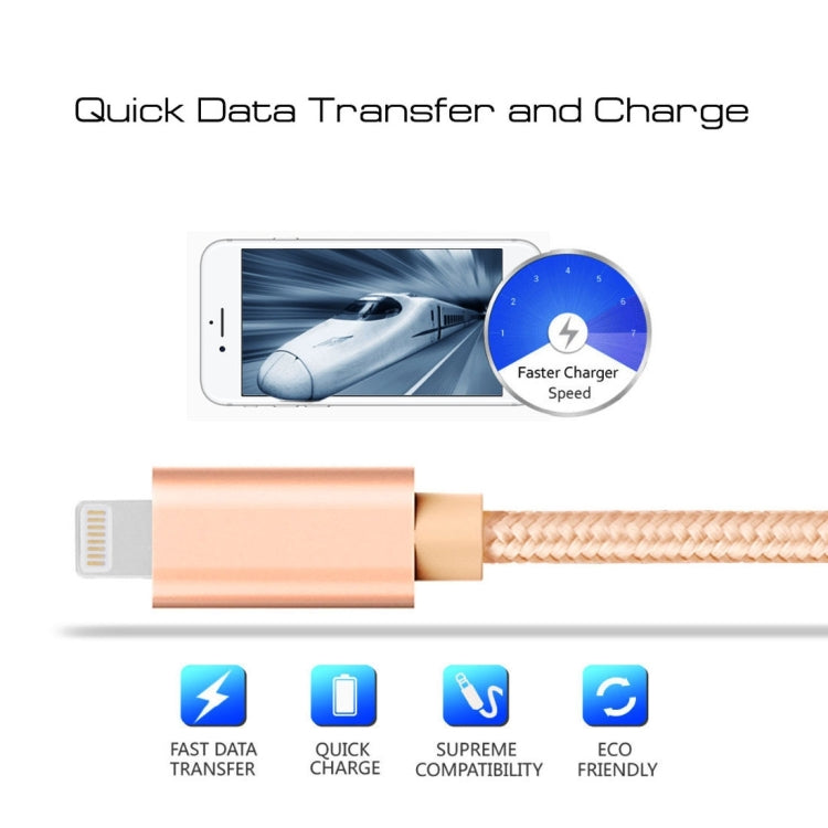 可通3A電流 編織線金屬頭 8 Pin轉USB 充電數據線, 線長: 1米