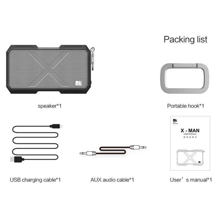 耐爾金NILLKIN X戰將防水戶外藍牙音響 藍牙4.0 帶金屬掛扣/麥克風/AUX音頻線/5200mAh電池/免提通話功能