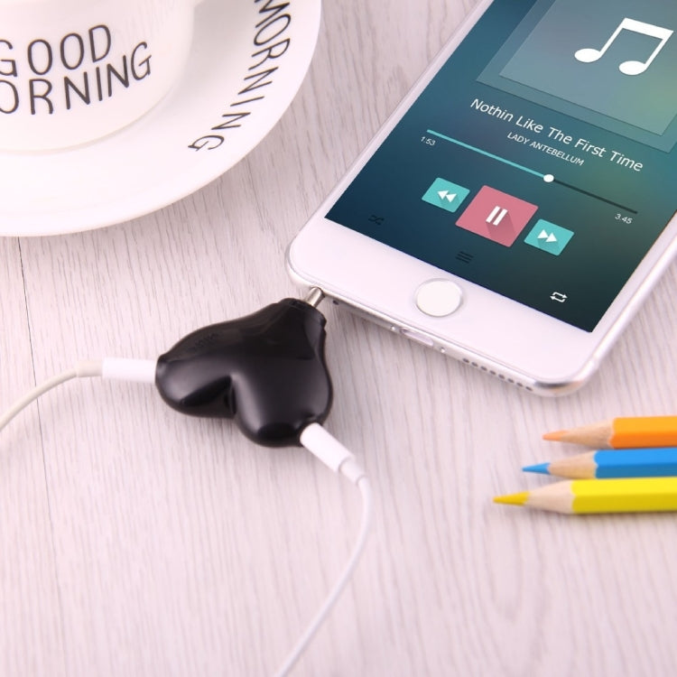 一分二 3.5mm接口多功能心形耳機分線器 帶鑰匙鏈