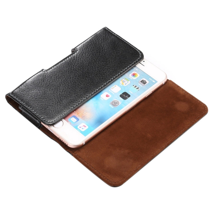 適用於蘋果iPhone 7 & 6s Plus & 6 Plus,三星蓋樂士Note 8 & 三星蓋樂士S6 Edge+ & A9 & A8,華為Mate 8 & Mate7 等5.7寸相同規模機型通用 皮革荔枝紋可旋轉背夾扣上下開橫套掛腰包