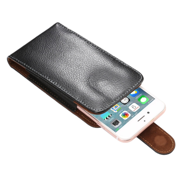 適用於蘋果iPhone 7 & 6s Plus & 6 Plus,三星蓋樂士S7 Edge & Note 5 & Note 4 & S6 Edge+ & A9 & A8 等5.7寸相同規模機型通用 皮革荔枝紋可旋轉背夾扣上下開豎套掛腰包