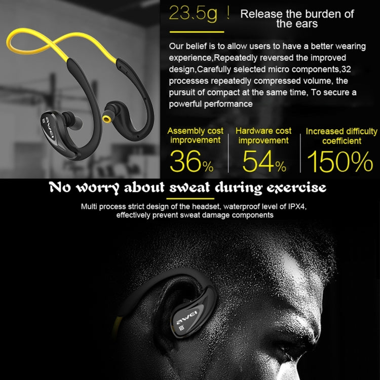 AWEI A880BL 無線運動藍牙立體聲耳機帶麥克風，支持免提通話&NFC功能