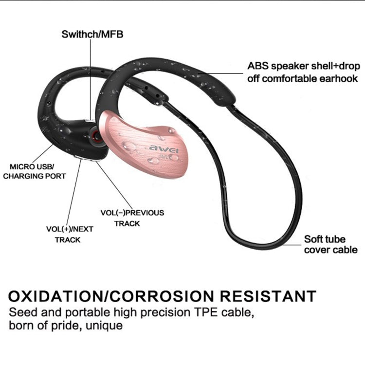 AWEI A885BL 無線運動藍牙立體聲耳機帶麥克風，支持免提通話&NFC功能