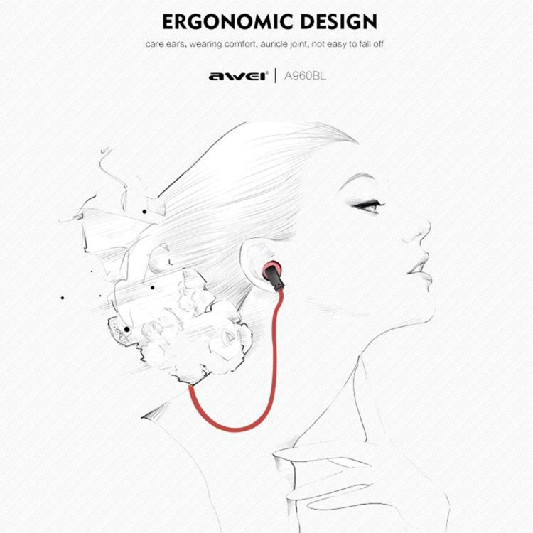 AWEI A960BL 無線運動藍牙耳機帶線控，支持免提通話