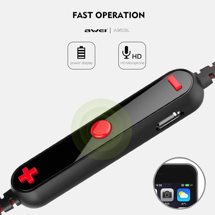 AWEI A960BL 無線運動藍牙耳機帶線控，支持免提通話