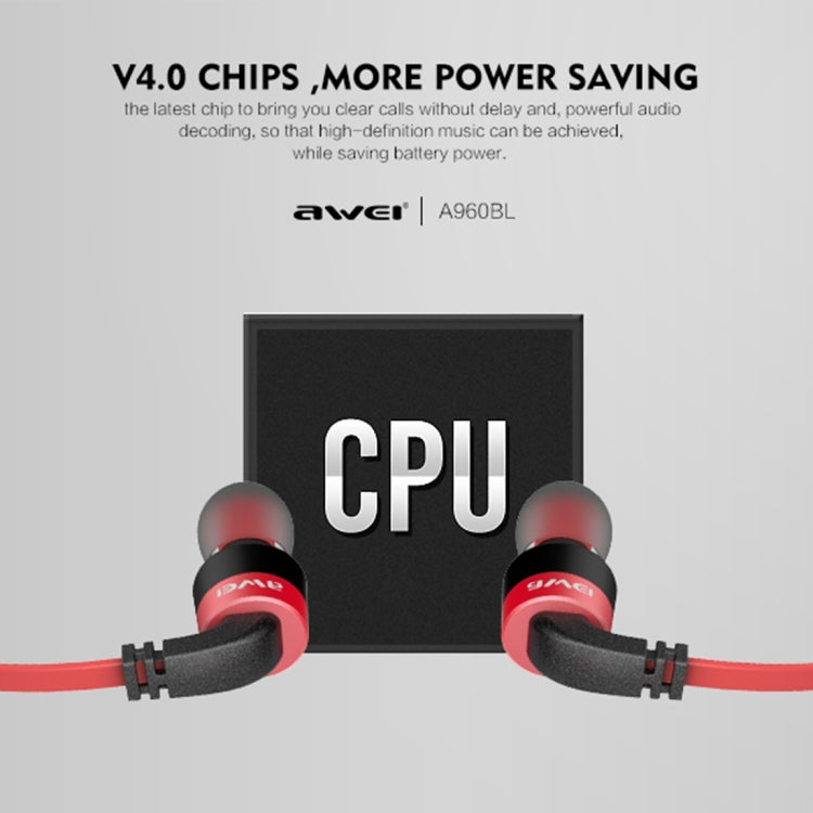 AWEI A960BL 無線運動藍牙耳機帶線控，支持免提通話