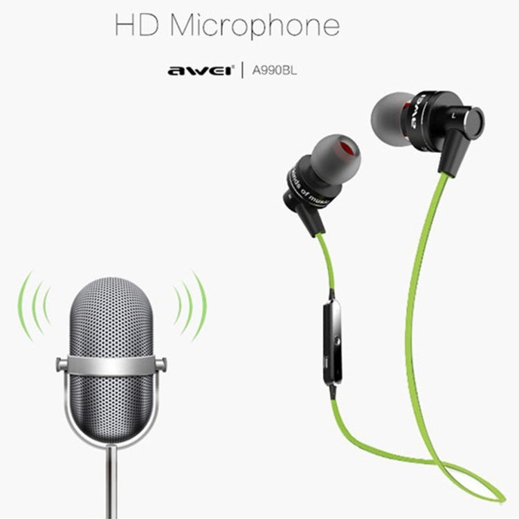 AWEI A990BL 無線運動藍牙立體聲耳機帶線控+麥克風，支持免提通話