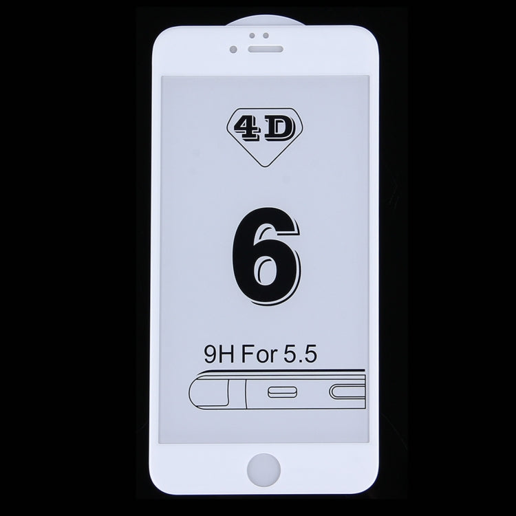 適用於蘋果iPhone 6 Plus & 6s Plus 5.5寸 0.26mm厚度 9H表面硬度 4D弧邊 絲印全屏高清鋼化膜