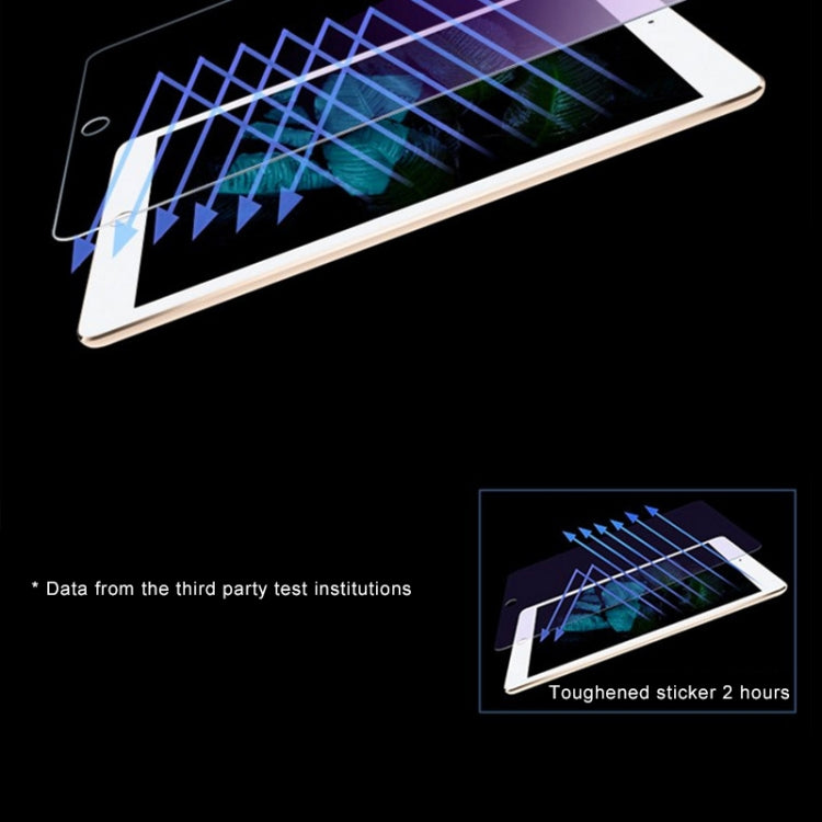 適用於iPad 9.7英寸 2018/2017 & Pro 9.7 & Air 2 & Air 0.33mm 9H硬度 2.5D弧邊抗藍光防爆鋼化玻璃膜