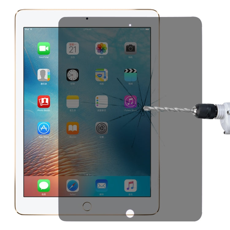 適用於iPad 9.7英寸 2018/2017 & Pro 9.7 & Air 2 & Air 0.33mm 9H硬度 2.5D弧邊防窺防爆鋼化玻璃膜