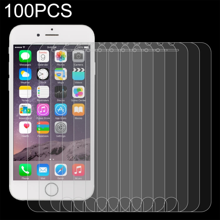 100個裝 適用於蘋果iPhone 8 / 7 / 6 / 6S 0.26mm厚度 9H表面硬度 2.5D弧邊 非全屏鋼化玻璃保護膜