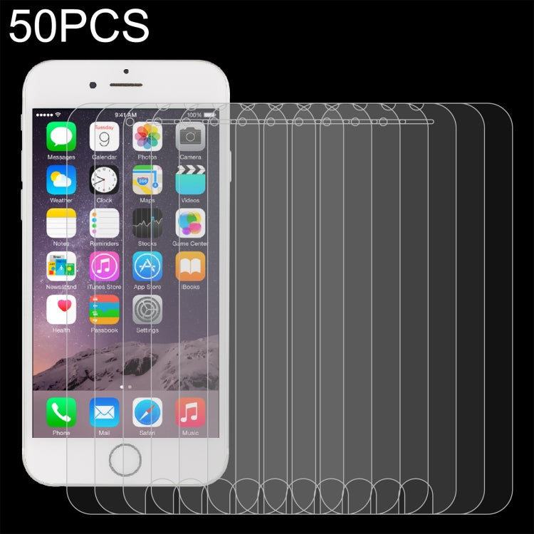 50個裝 適用於蘋果iPhone 8 / 7 / 6 / 6S 0.26mm厚度 9H表面硬度 2.5D弧邊 非全屏鋼化玻璃保護膜
