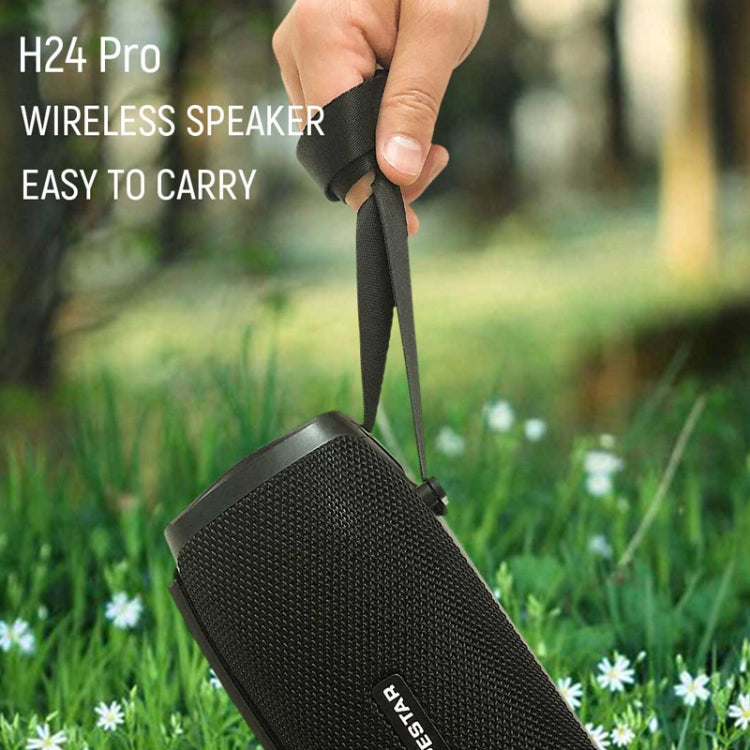HOPESTAR H24 Pro TWS 便攜式戶外防水織布紋理藍牙音箱帶節奏燈，支持免提通話&U盤&TF卡&3.5mm AUX&FM