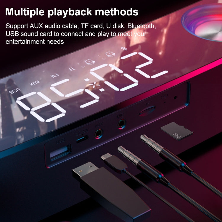 索愛 SH39 豪華版 七彩頻譜燈效+机械按鍵+時鐘鬧鐘+大電池 台式家用電競遊戲藍牙音箱