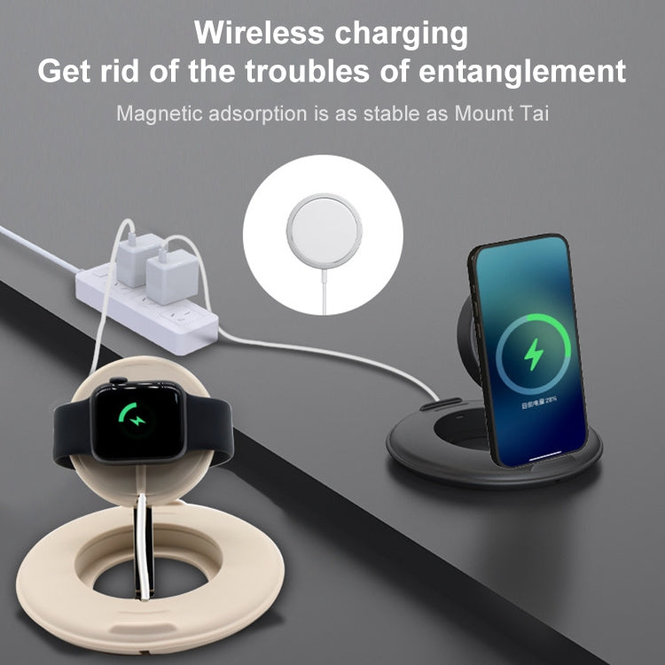 二合一 硅膠桌面無線充伸縮支架 適用於iPhone/手錶無線充電器