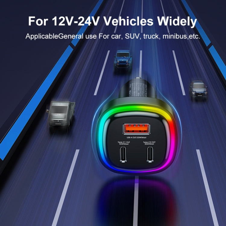 REMAX RCC330 伯爵系列 3合1 車載66W PD快充充電器 帶指示燈