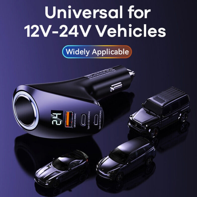 REMAX RCC338 勇士系列 3合1 車載數顯點煙器88.5W PD快充充電器