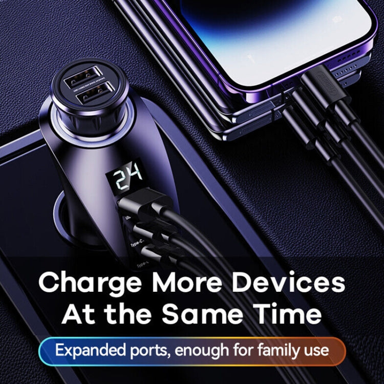 REMAX RCC338 勇士系列 3合1 車載數顯點煙器88.5W PD快充充電器