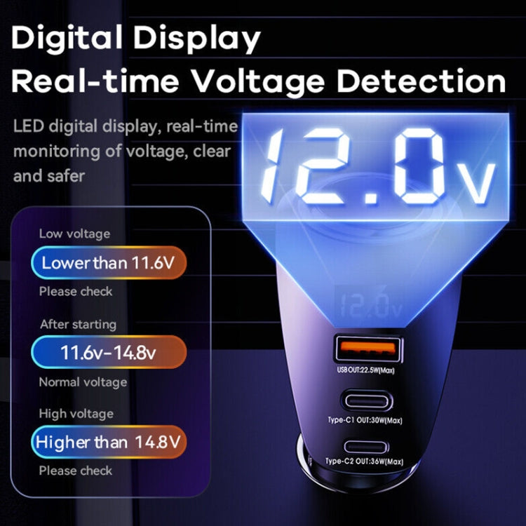 REMAX RCC338 勇士系列 3合1 車載數顯點煙器88.5W PD快充充電器