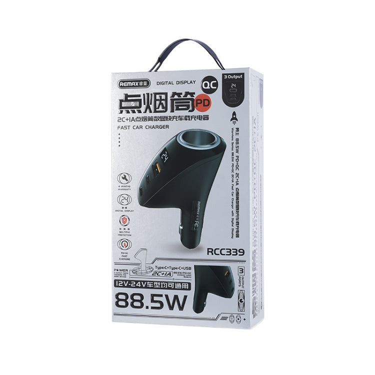REMAX RCC338 勇士系列 3合1 車載數顯點煙器88.5W PD快充充電器