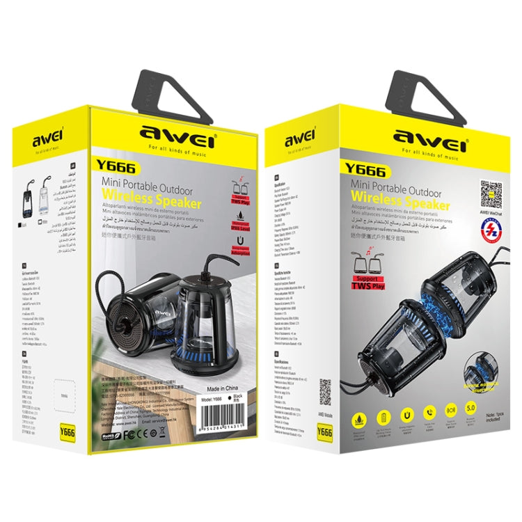 awei Y666 迷你便攜式戶外藍牙音箱，支持TWS播放