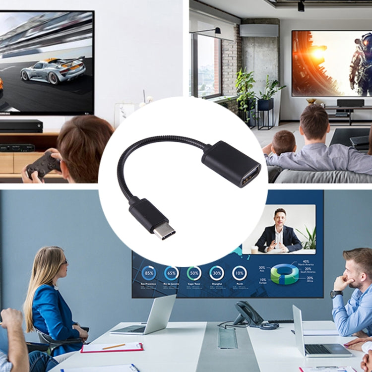 USB母頭轉Type-C公頭金屬轉接線OTG線/充電線，線長8.3cm