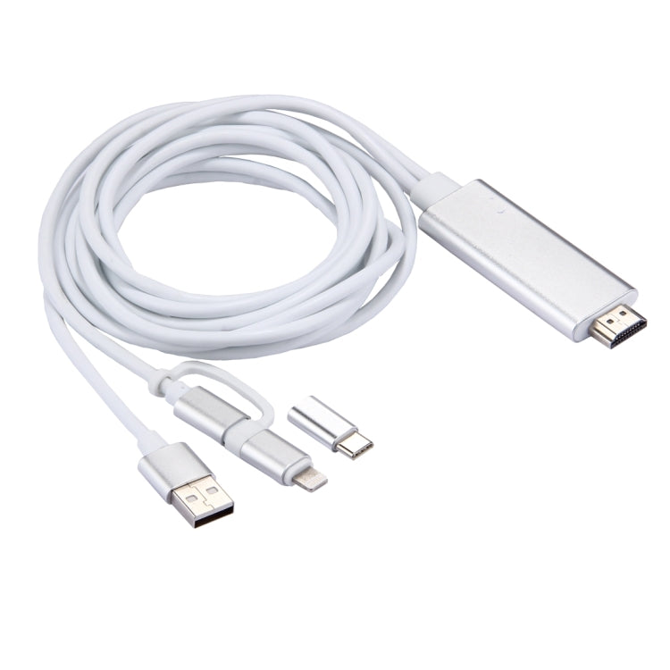 3 合1 Micro USB & 8 Pin & Type-C 轉 HDMI 高清1080P HDTV 視頻轉接適配線
